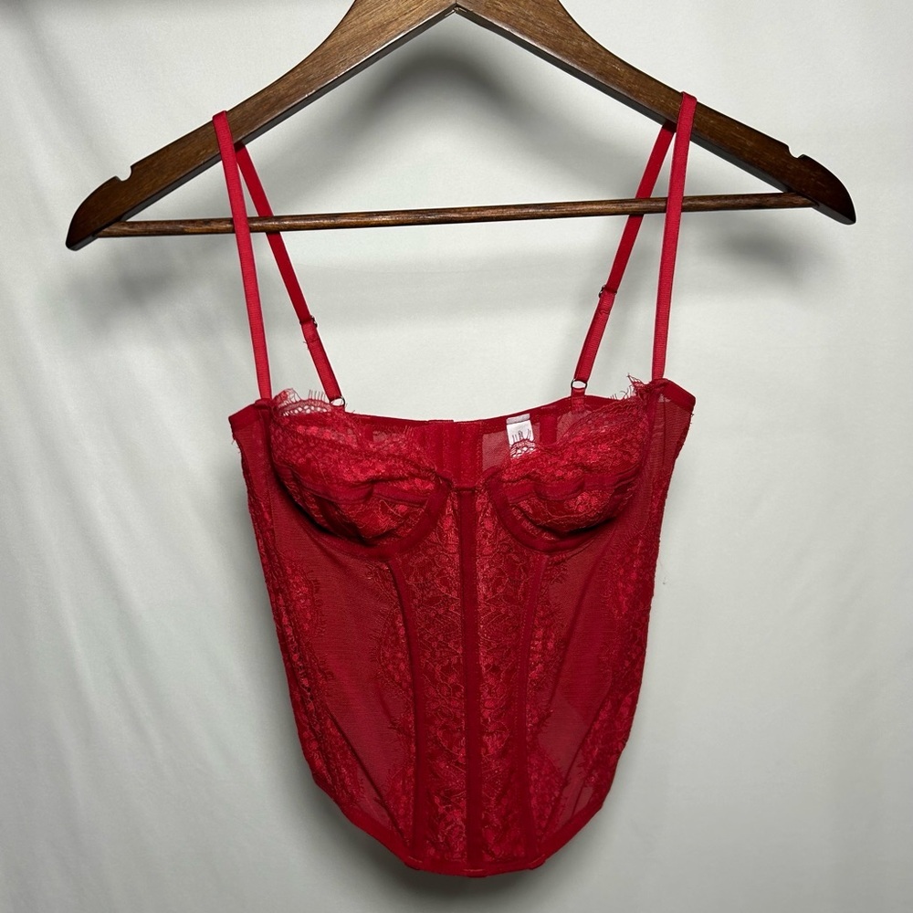 Urban Outfitters Out From Under Modern Love Corset Top Sz Small Red